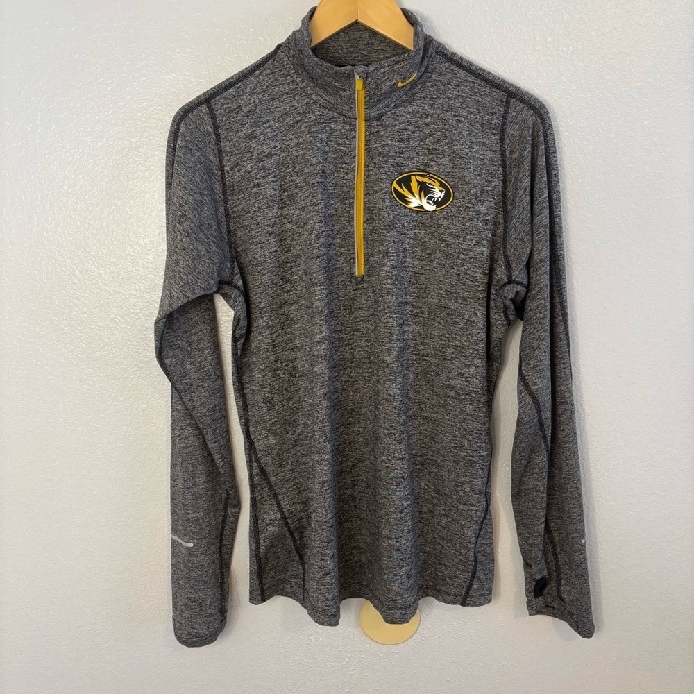 Nike Dri-FIT Women’s Mizzou Tigers Quarter Zip Pullover Gray Long Sleeve Size L